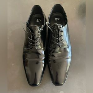 BP. Men's Plain Toe Polished Leather Derby Black US13
